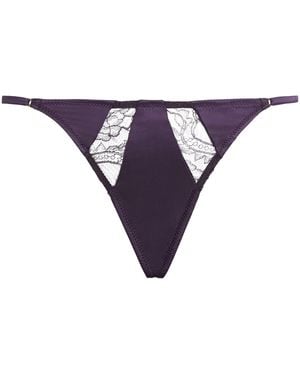 Kiki de Montparnasse Stretch-Silk Camaret Thong - Purple