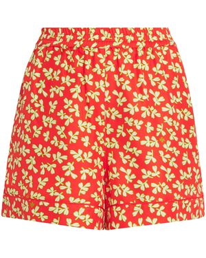 Tory Burch Silk Leaf Print Shorts - Red