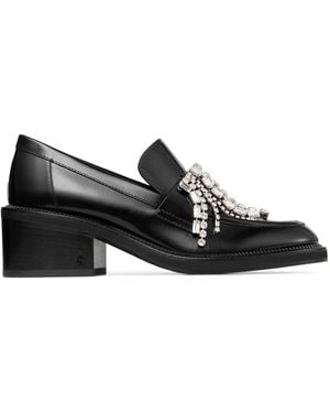 Jimmy Choo Tylor 60 Leather Heeled Loafers - Black