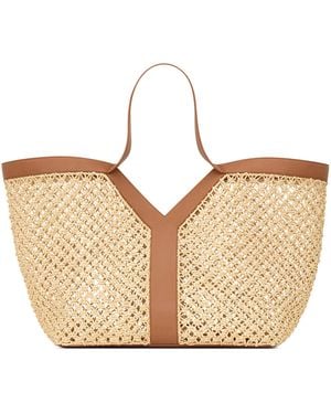 Saint Laurent Raffia Y Tote Bag - Natural