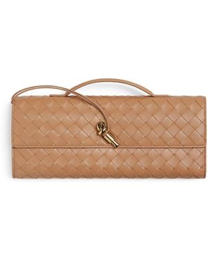 Bottega Veneta Leather Andiamo Clutch Bag - Brown