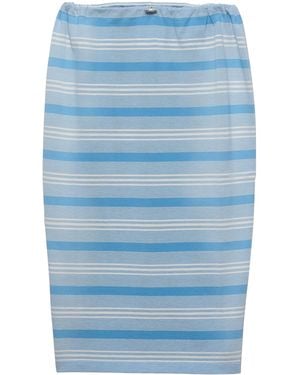 Prada Cotton Piqué Stripe Midi Skirt - Blue
