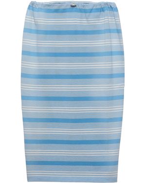 Prada Cotton Piqué Stripe Midi Skirt - Blue