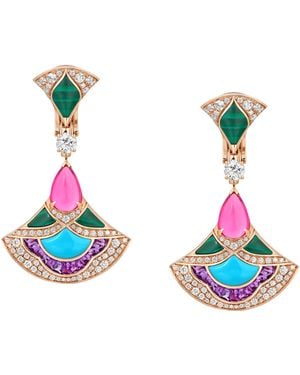 BVLGARI Diamond And Amethyst Divas' Dream Drop Earrings - White