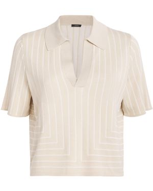 JOSEPH Silk-Cotton-Blend Geometric Jacquard Polo Shirt - White