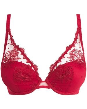 Simone Perele Lace Intrigue Plunge Push-Up Bra - Red