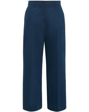 Weekend by Maxmara Stretch-Cotton Wide-Leg Pants - Blue