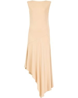 Alaïa Jersey Asymmetric Midi Dress - Natural