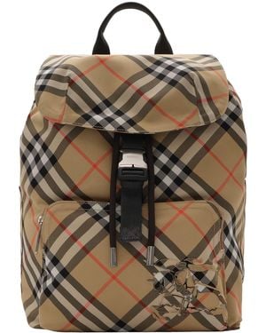 Burberry Check Print Backpack - Metallic