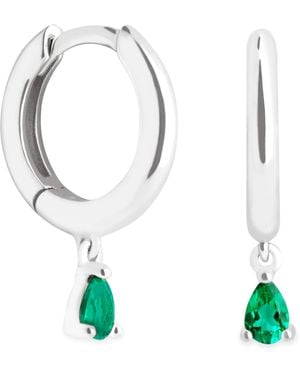 Astrid & Miyu And Emerald Pear Huggie Hoop Earrings - White