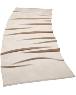 BVLGARI Cashmere Logo Fringed Scarf - Natural
