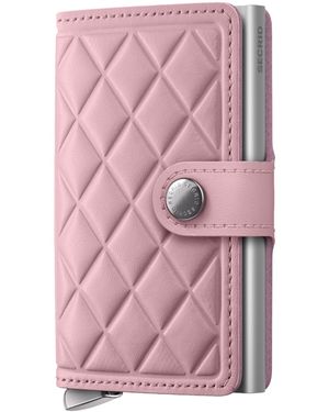 Secrid Leather Diamond-Embossed Miniwallet - Pink