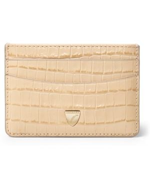 Aspinal of London Leather Croc-Embossed Slim Card Holder - Natural