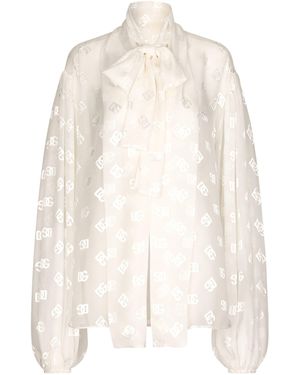 Dolce & Gabbana Dg Millennials Pussybow Blouse - White
