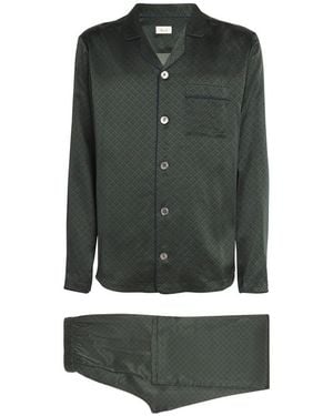 Harrods Silk Geometric Print Pyjama Set - Green