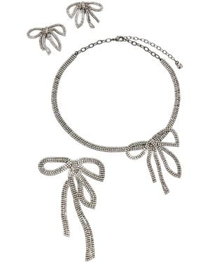 Marina Rinaldi Crystal Bow Jewelry Set - White
