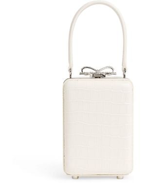 Self-Portrait Mini Croc-Embossed Leather Top-Handle Bag - White
