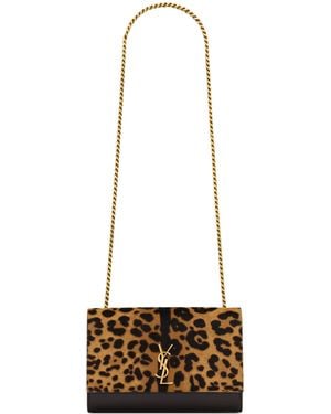 Saint Laurent Small Leopard Print Kate Cross-Body Bag - White