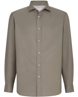 Brunello Cucinelli Cotton Twill Garment-Dyed Shirt - Grey