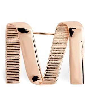 Max Mara Textured 'M' Brooch - Natural