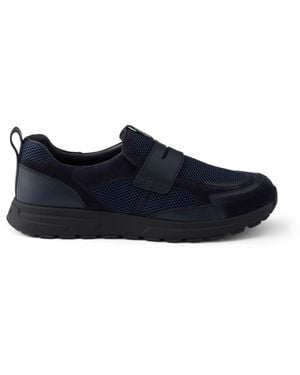 Prada Leather-Mesh Trainers - Blue