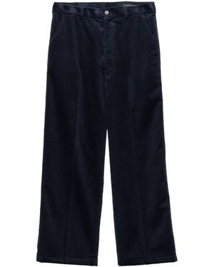 Prada Cotton-Cashmere Corduroy Straight Trousers - Blue
