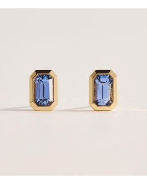 Azlee Small And Sapphire Stud Earrings - Blue