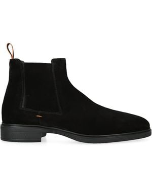 Santoni Suede Chelsea Boots - Black