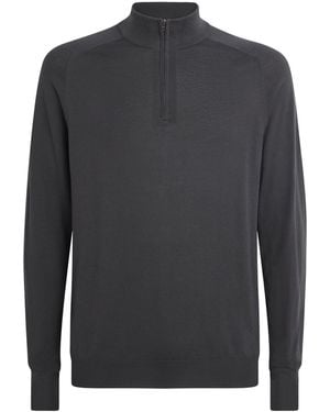 Sunspel Sea Island Cashmere Half-Zip Jumper - Grey