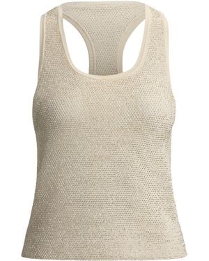 Ralph Lauren Mulberry Silk Embellished Tank Top - Natural