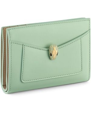BVLGARI Calfskin Serpenti Forever Folded Card Holder - Green