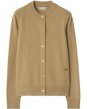 Burberry Cashmere Ekd-Embroidered Cardigan - Natural
