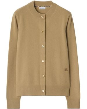 Burberry Cashmere Ekd-Embroidered Cardigan - Natural