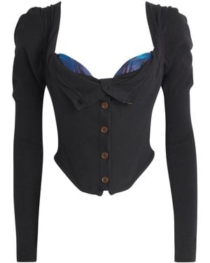Vivienne Westwood Cotton-Cashmere Bea Cropped Cardigan - Black