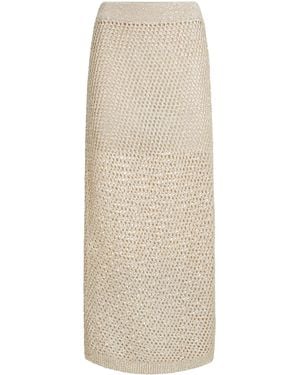 Brunello Cucinelli Embellished Knit Maxi Skirt - Natural