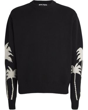 Palm Angels Cotton-Merino Wool Palm Jumper - Black