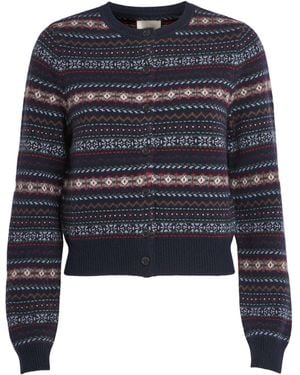Doen Wool-Blend Fair Isle Faustine Cardigan - Blue