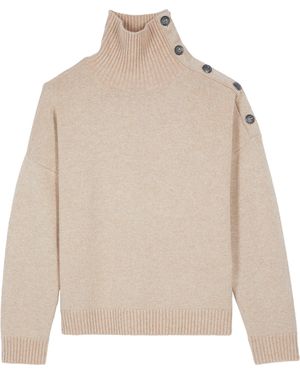 The Kooples Wool-Lurex Buttoned Jumper - Natural