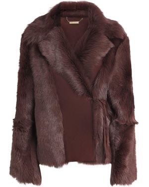 Nour Hammour Shearling Verena Wrap Jacket - Brown