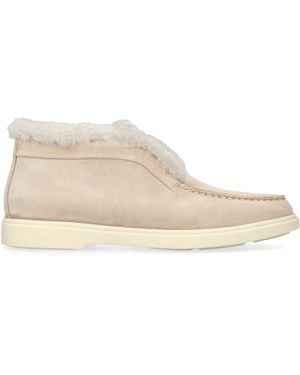 Santoni Suede Fortune Ankle Boots - Natural