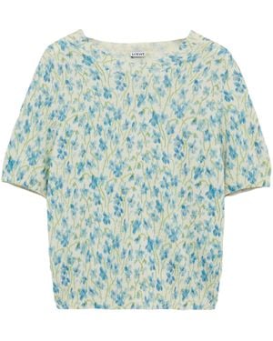 Loewe Cotton-Blend Floral Sweater - Blue