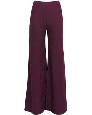 Valentino Wool-Blend Clota Wide-Leg Pants - Purple