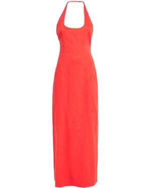 SIR. Linen-Blend Halterneck Elodie Maxi Dress - Red