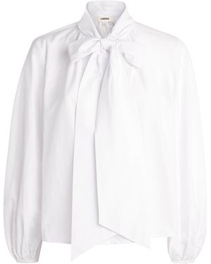L'Agence Cotton-Blend Tie-Neck Deon Blouse - White