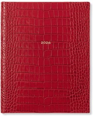 Smythson Croc-Embossed Leather Kings Desk Diary - Red
