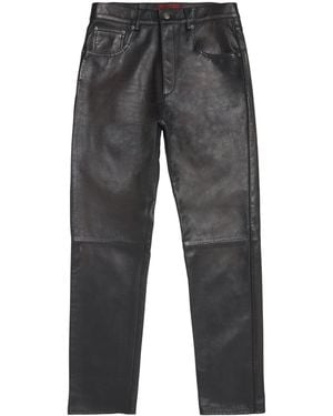 424 Leather Slim Jeans - Grey
