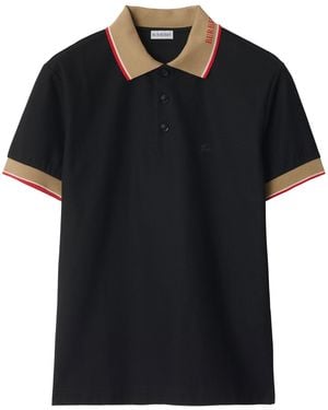 Burberry Cotton Logo-Collar Polo Shirt - Black