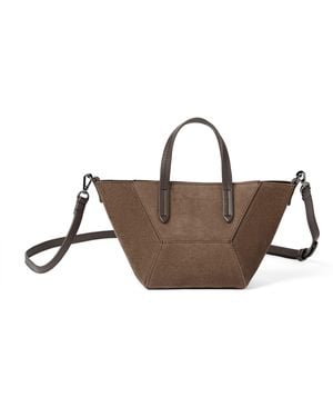 Brunello Cucinelli Mini Suede Bc Duo Tote Bag - Brown