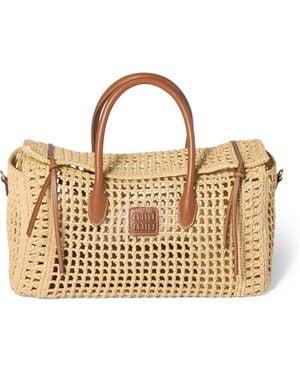 Miu Miu Raffia Top-Handle Bag - Metallic