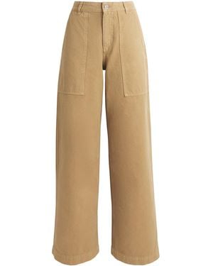 Moncler Cotton Canvas Straight Trousers - Natural